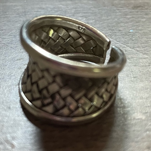 Sterling Silver 925 Adjustable Basket Weave Concave Ring Size 8 - Picture 6 of 8